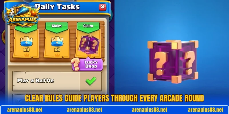 Clear rules guide players through every arcade round Clear rules guide players through every arcade round