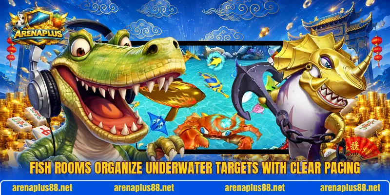 Fish rooms organize underwater targets with clear pacing Fish rooms organize underwater targets with clear pacing