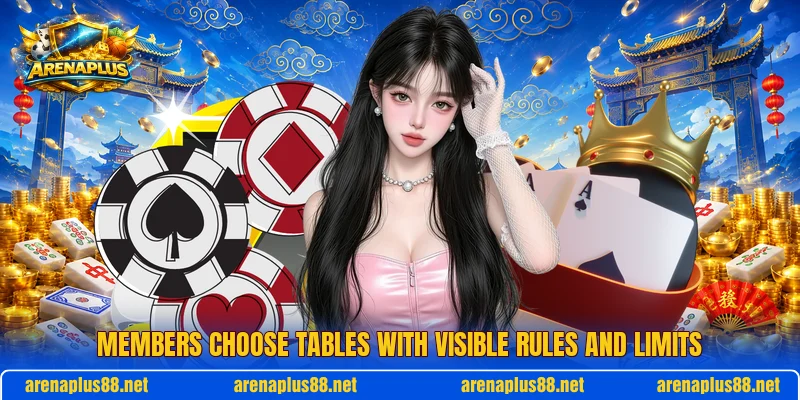 Members choose tables with visible rules and limits