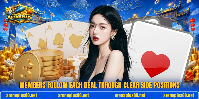 Members follow each deal through clear side positions