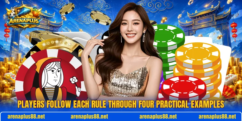 Players follow each rule through four practical examples